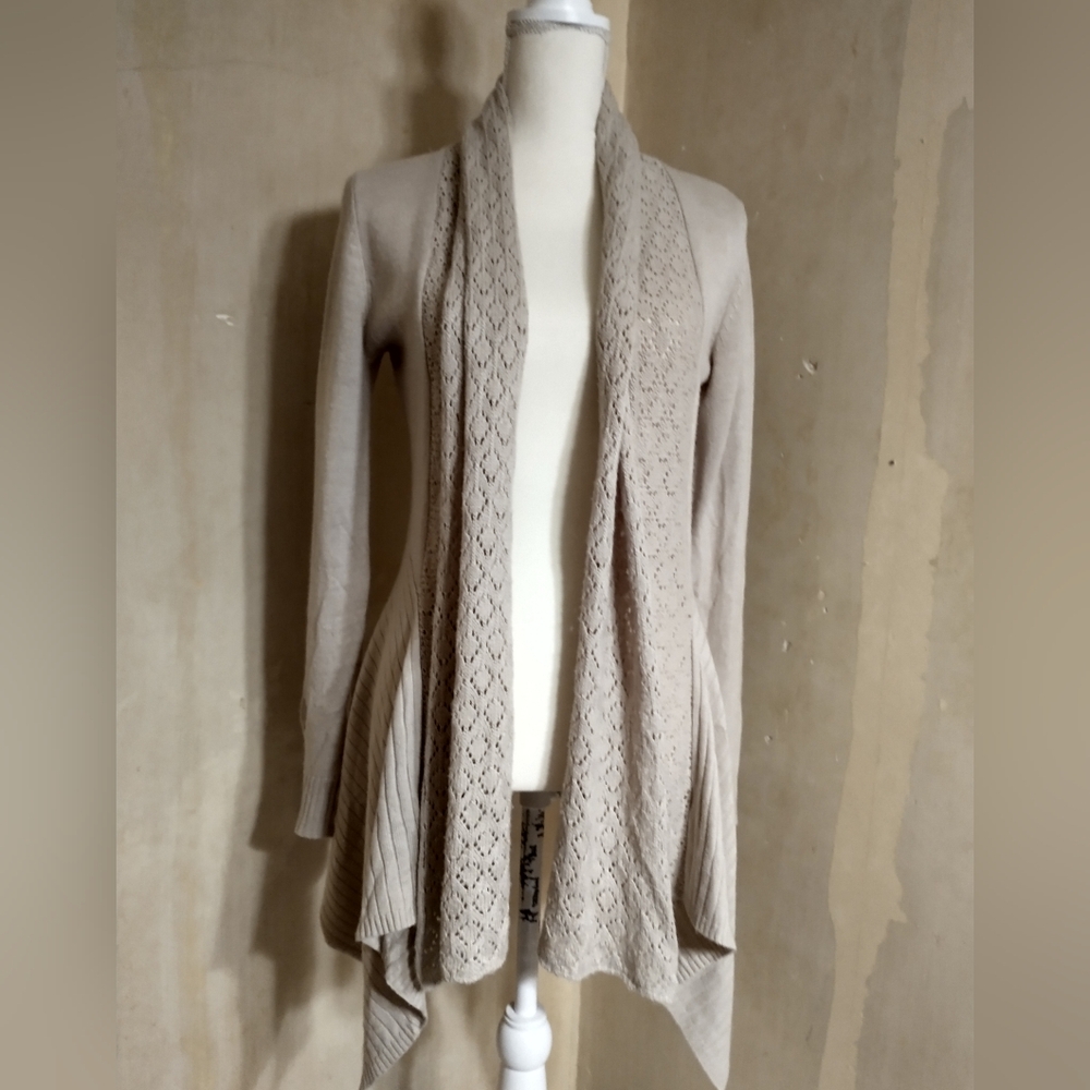 Beige Open-Front Sweater - Picture 11 of 12